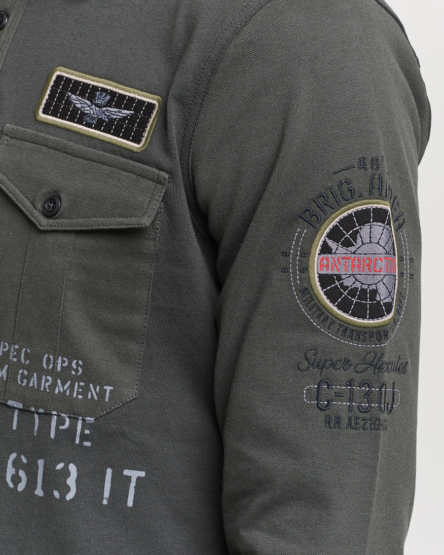 Herren | Pullover | Aeronautica Militare | Pocket Long Sleeve Polo Dark Green