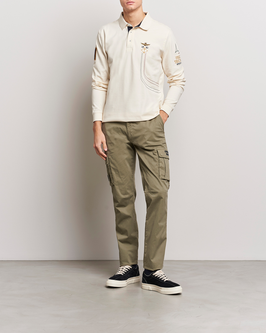 Herren | Pullover | Aeronautica Militare | Long Sleeve Polo Cream White