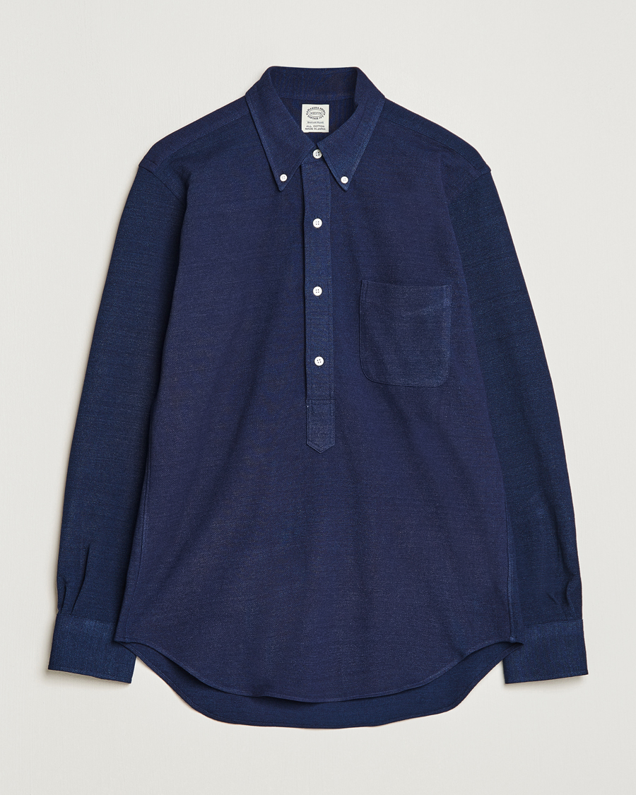 Herren | Hemden | Kamakura Shirts | Vintage Ivy Knit Popover Shirt Navy