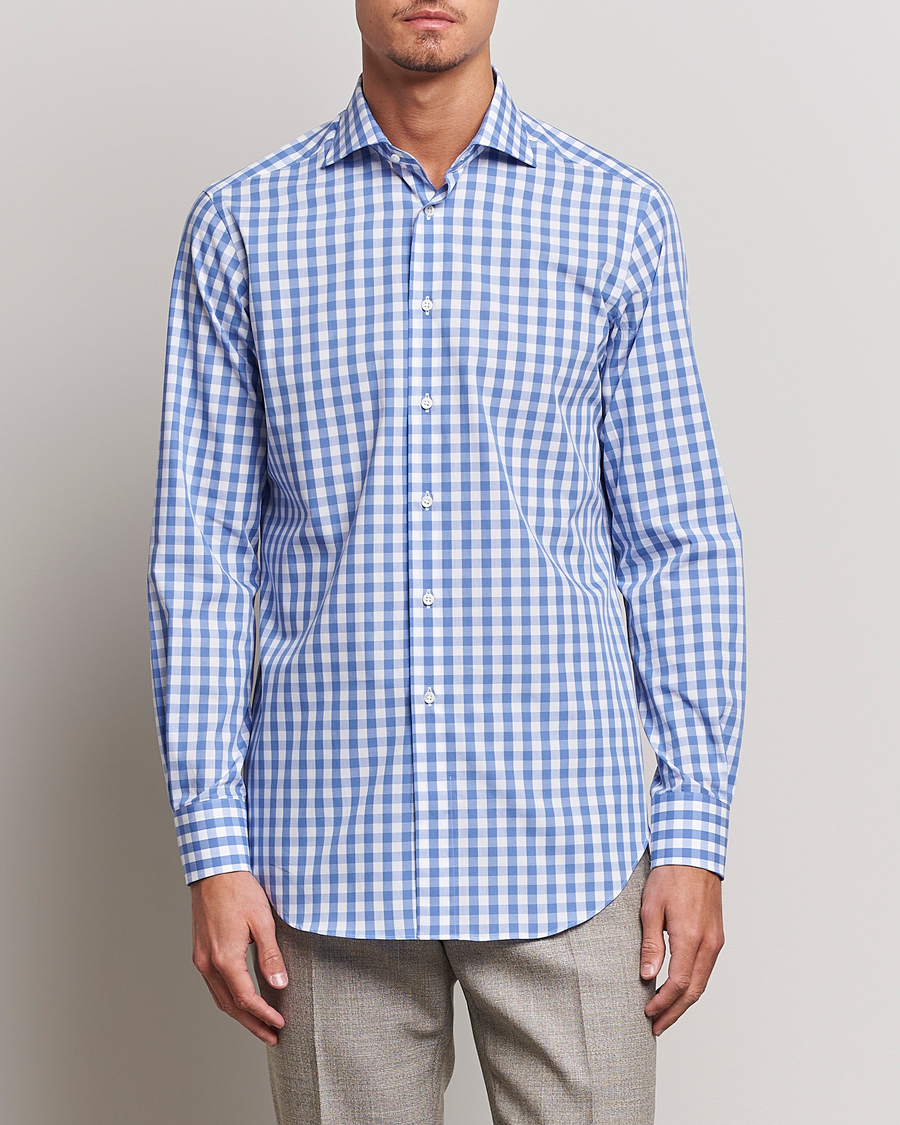 Herren | Freizeithemden | Kamakura Shirts | Slim Fit Broadcloth Spread Shirt Blue Gingham