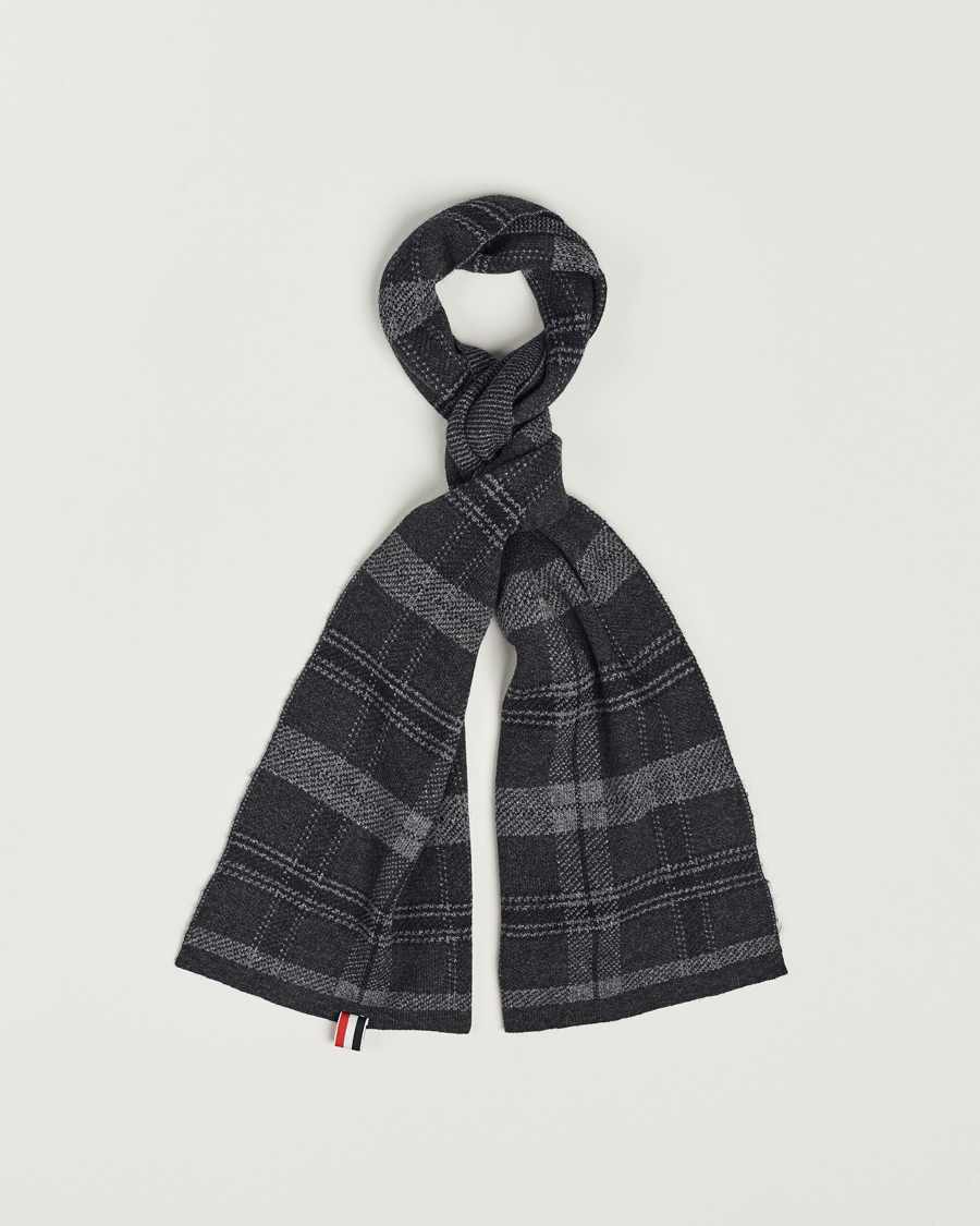 Herren | Thom Browne Wool/Cashmere Tartan Jacquard Scarf Dark Grey | Thom Browne | Wool/Cashmere Tartan Jacquard Scarf Dark Grey