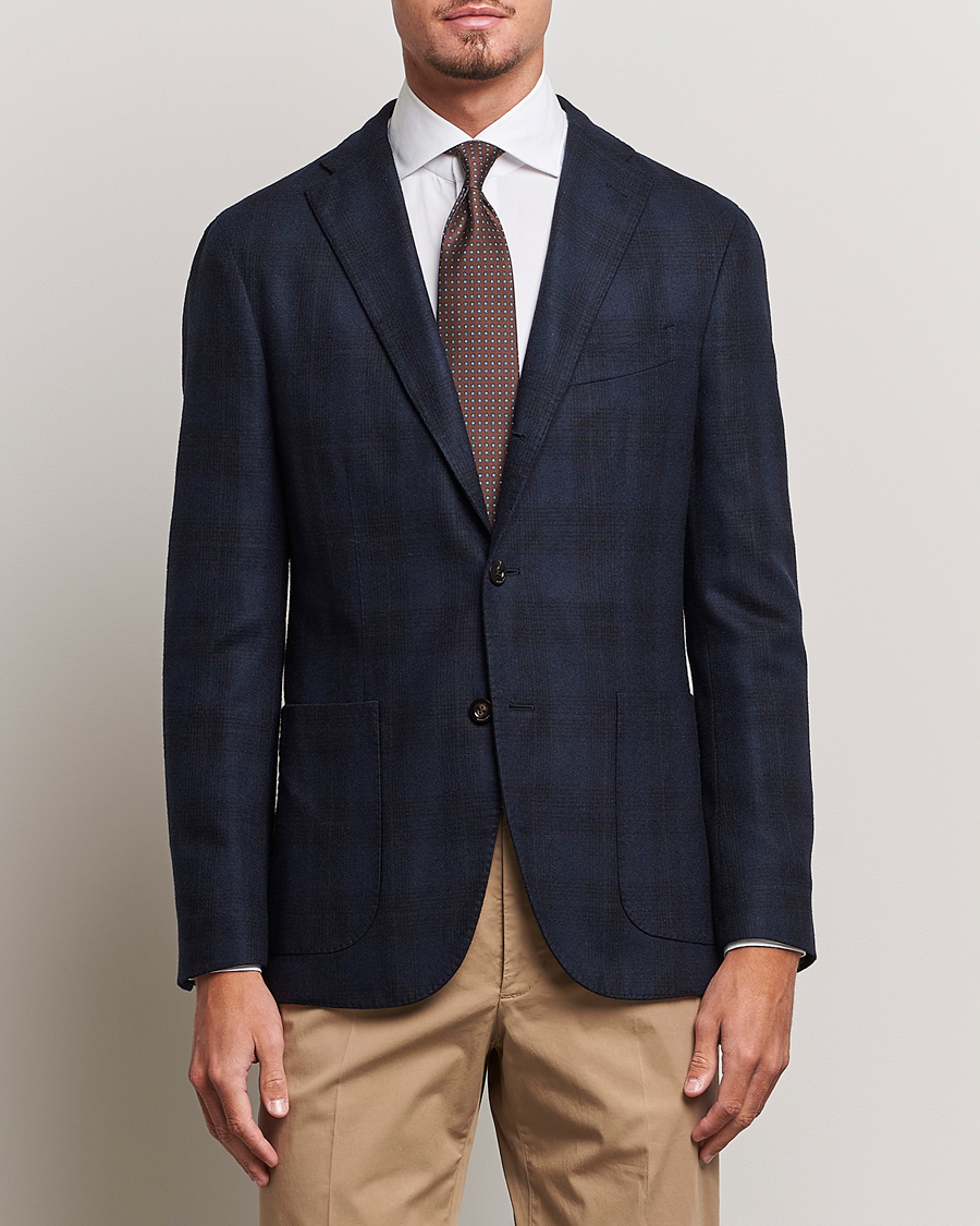 Herren | Sakkos | Boglioli | K Jacket Wool Herringbone Blazer Navy