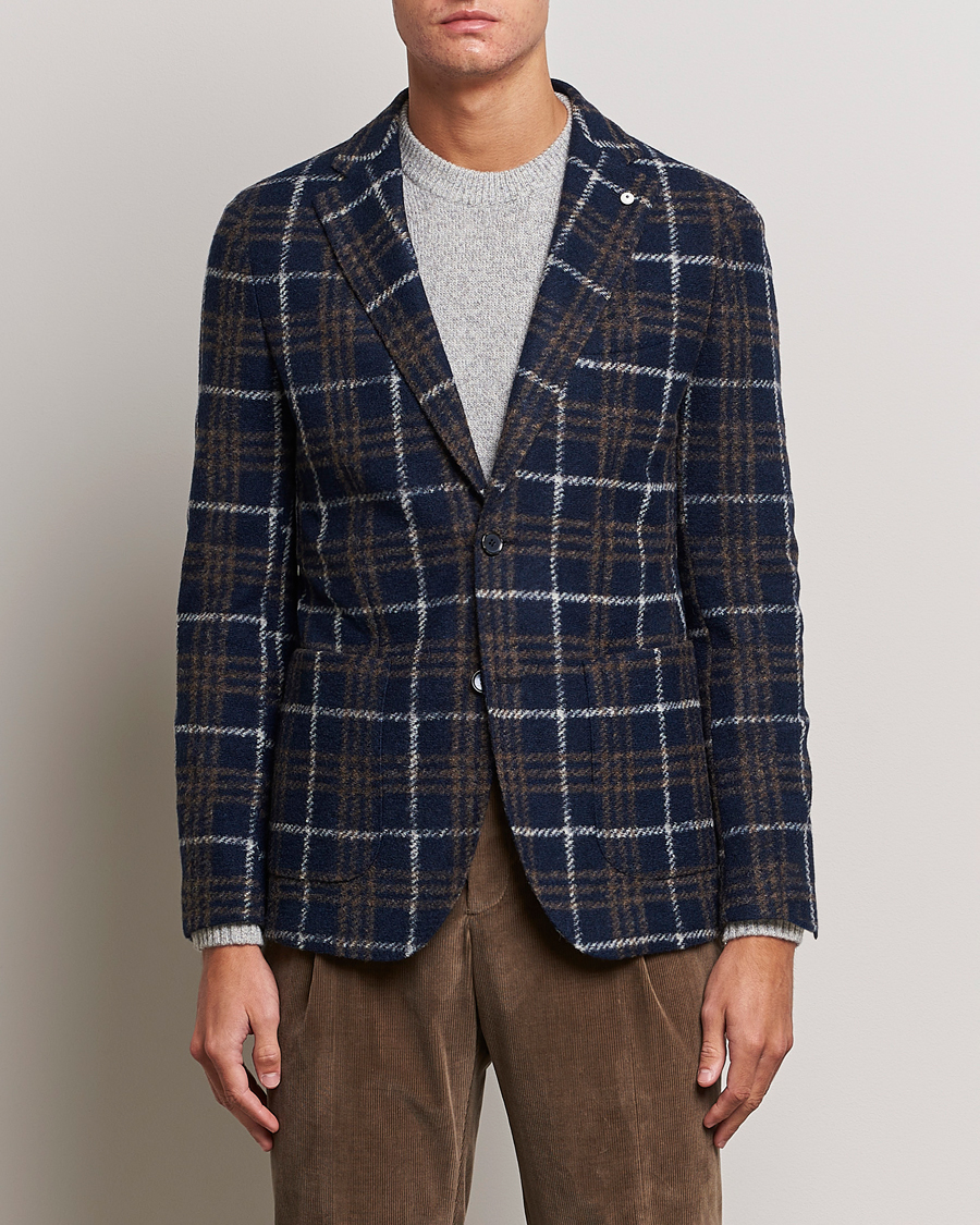 Herren | Sakkos | L.B.M. 1911 | Jack Checked Wool Jersey Blazer Navy