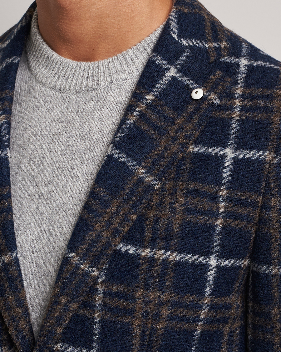 Herren | Sakkos | L.B.M. 1911 | Jack Checked Wool Jersey Blazer Navy