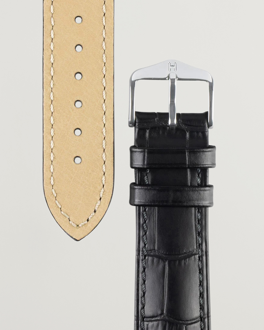 Herren |  | HIRSCH | Duke Embossed Leather Watch Strap Black