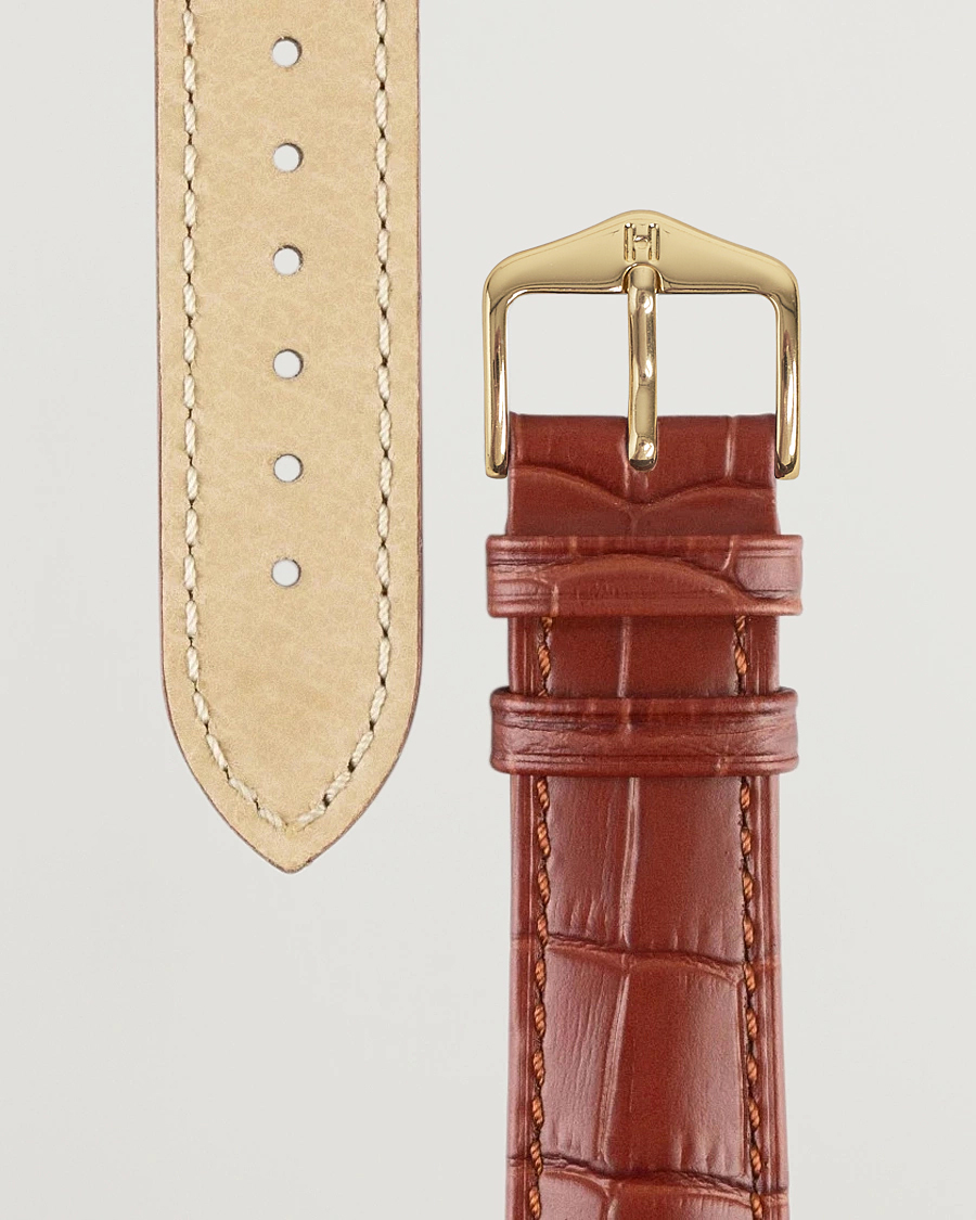 Herren |  | HIRSCH | Duke Embossed Leather Watch Strap Golden Brown