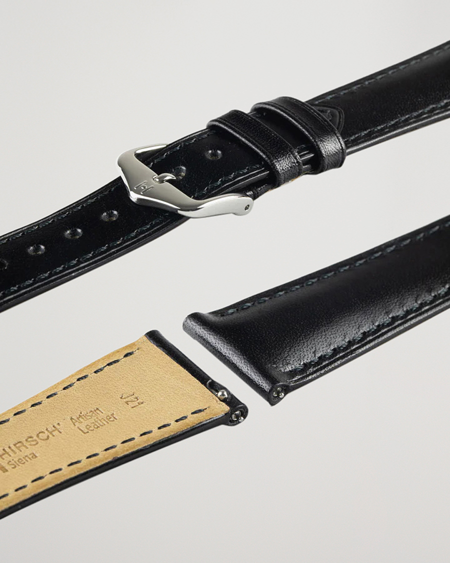 Herren | Uhrenarmband | HIRSCH | Siena Tuscan Leather Watch Strap Black