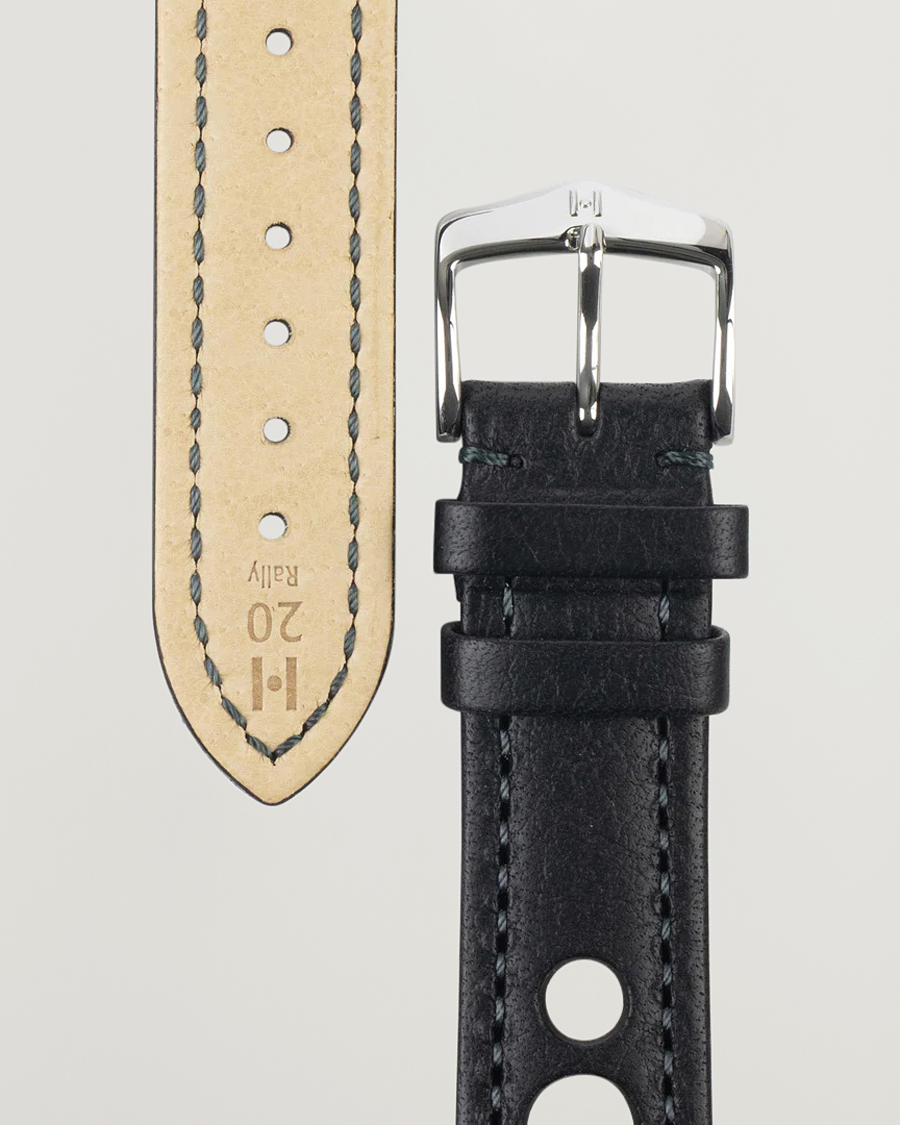 Men | Watch straps | HIRSCH | Rally Natural Leather Racing Watch Strap Black