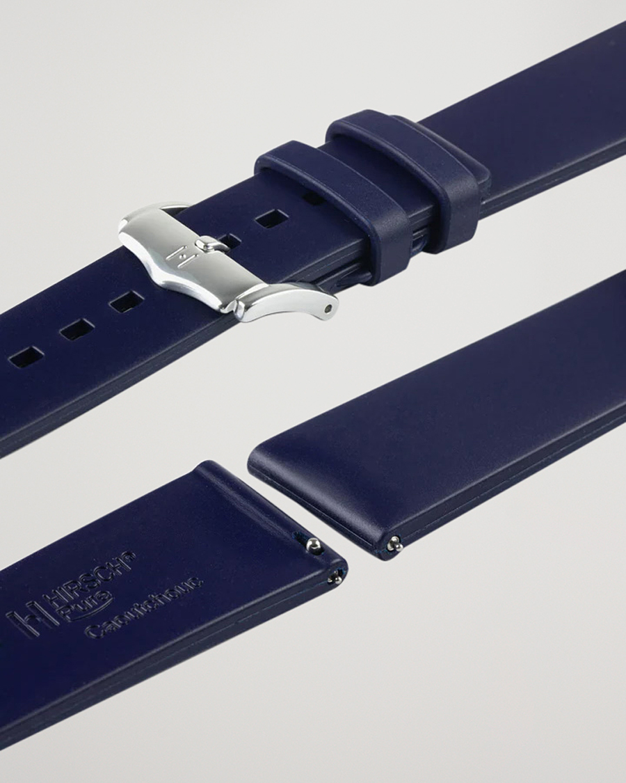 Herren | Uhrenarmband | HIRSCH | Pure Natural Rubber Watch Strap Blue