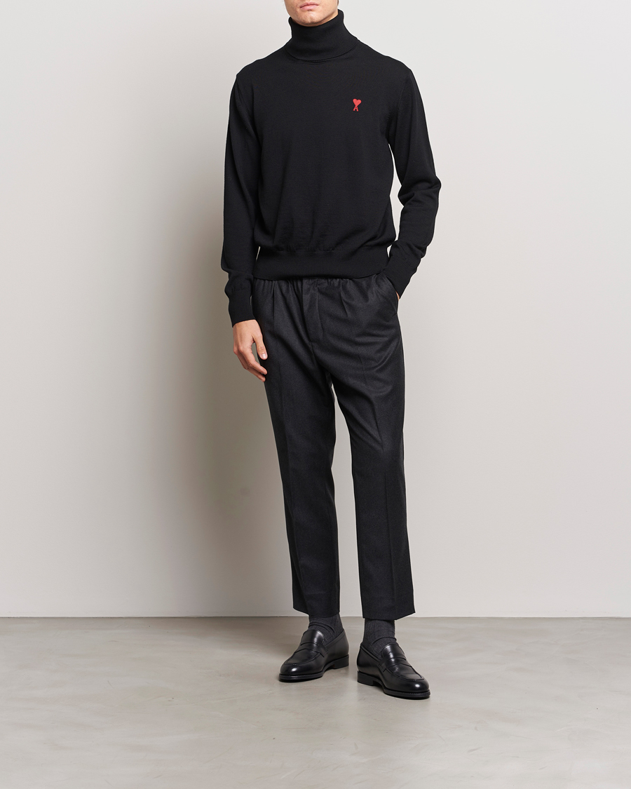 Herren | Pullover | AMI | Heart Logo Wool Turtleneck Black