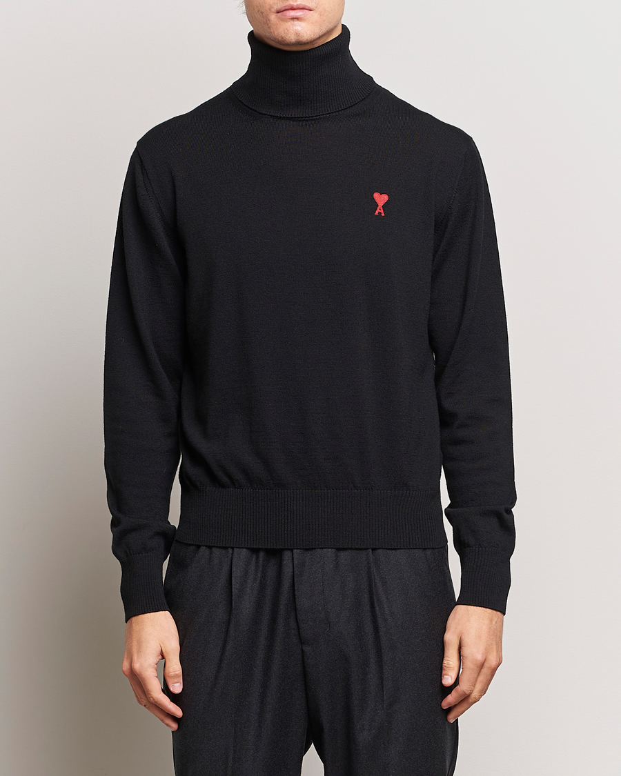 Herren | Pullover | AMI | Heart Logo Wool Turtleneck Black