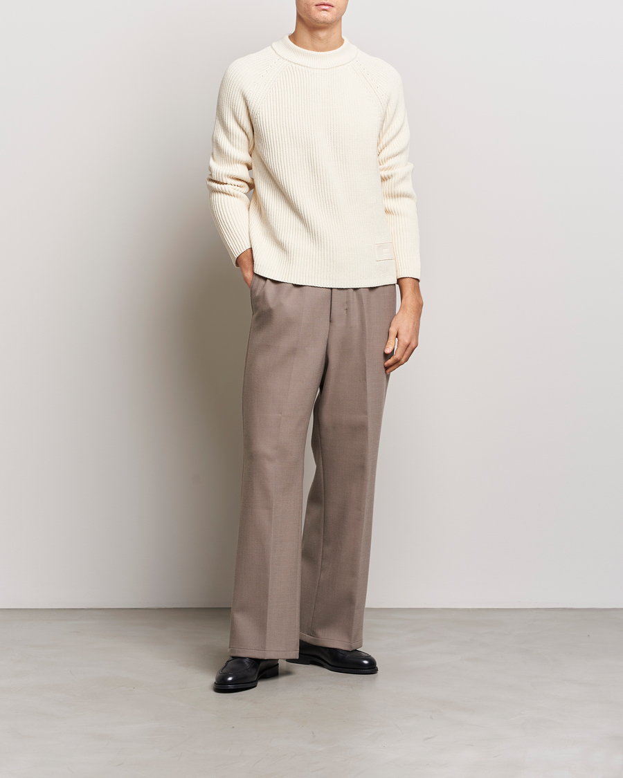 Herren | Pullover | AMI | Heavy Knitted Crew Neck Ivory