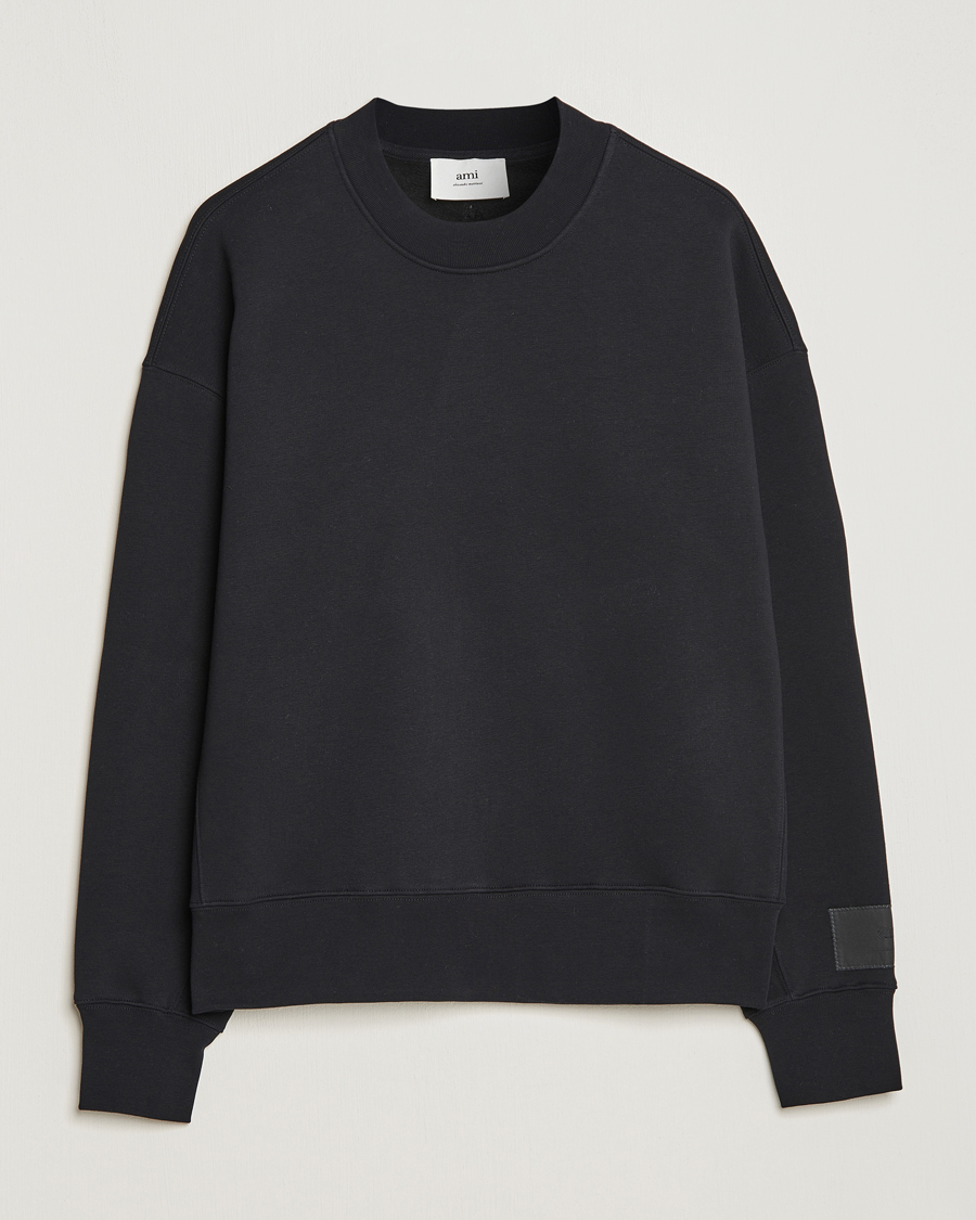 Herren | Pullover | AMI | Brushed Cotton Crew Neck Sweatshirt Black
