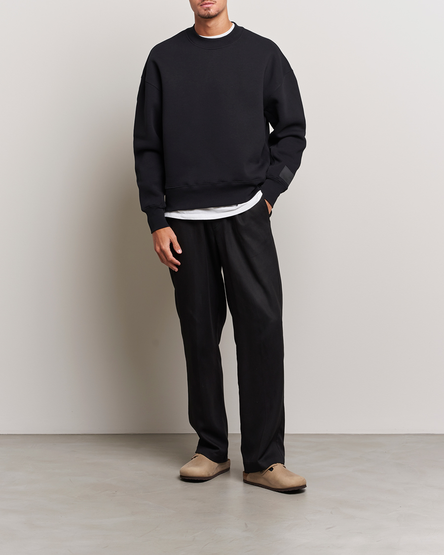 Herren | Pullover | AMI | Brushed Cotton Crew Neck Sweatshirt Black