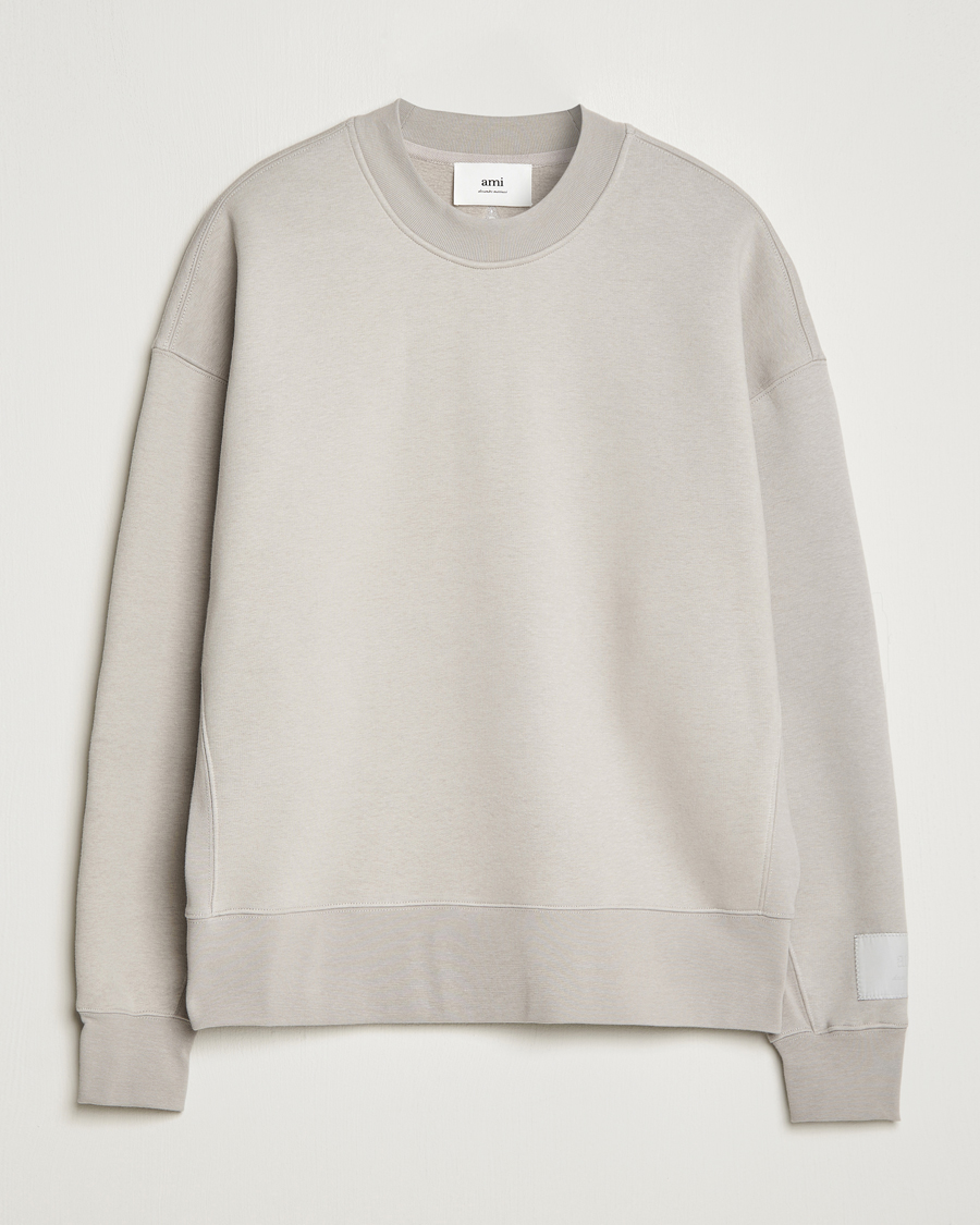 Herren | Pullover | AMI | Brushed Cotton Crew Neck Sweatshirt Pearl Grey