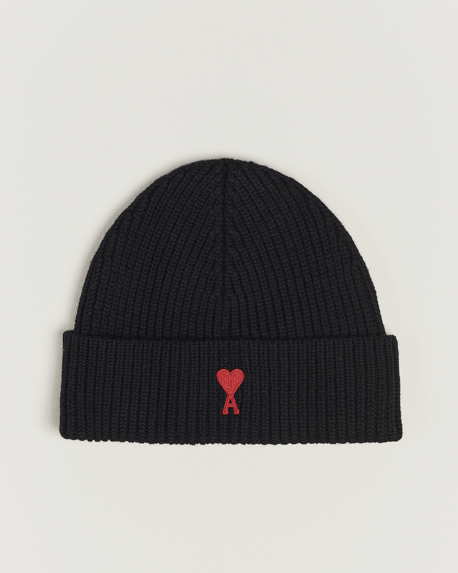Herren | AMI Heart Logo Beanie Black | AMI | Heart Logo Beanie Black