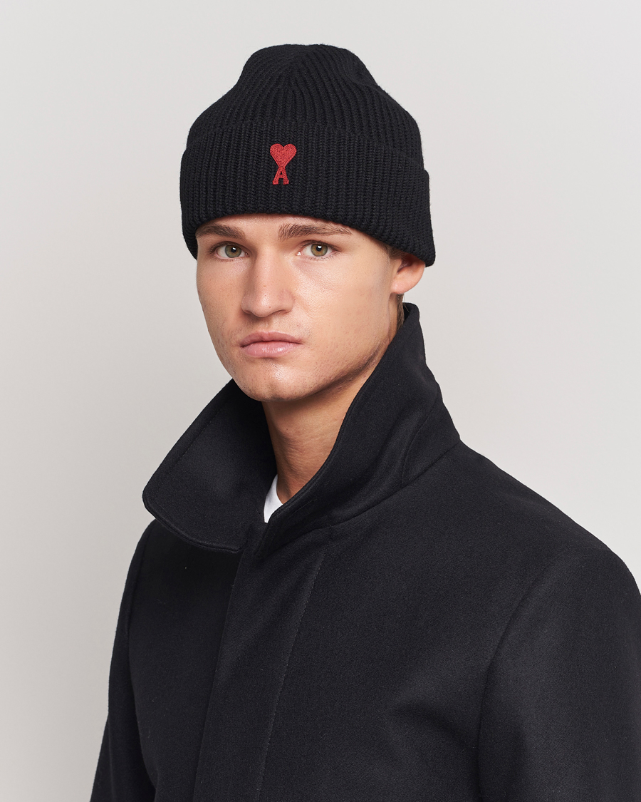 Herren | AMI Heart Logo Beanie Black | AMI | Heart Logo Beanie Black