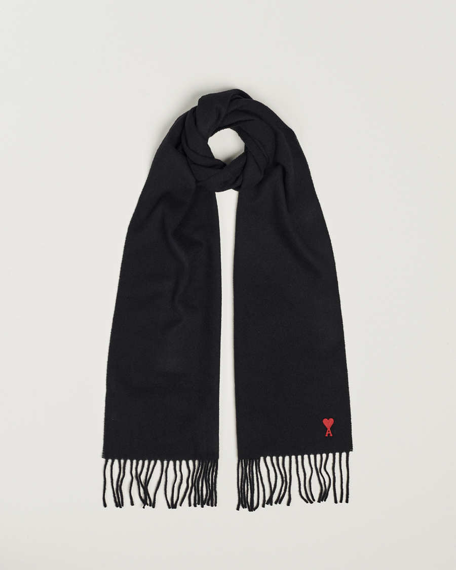 Herren | AMI Heart Logo Scarf Black | AMI | Heart Logo Scarf Black