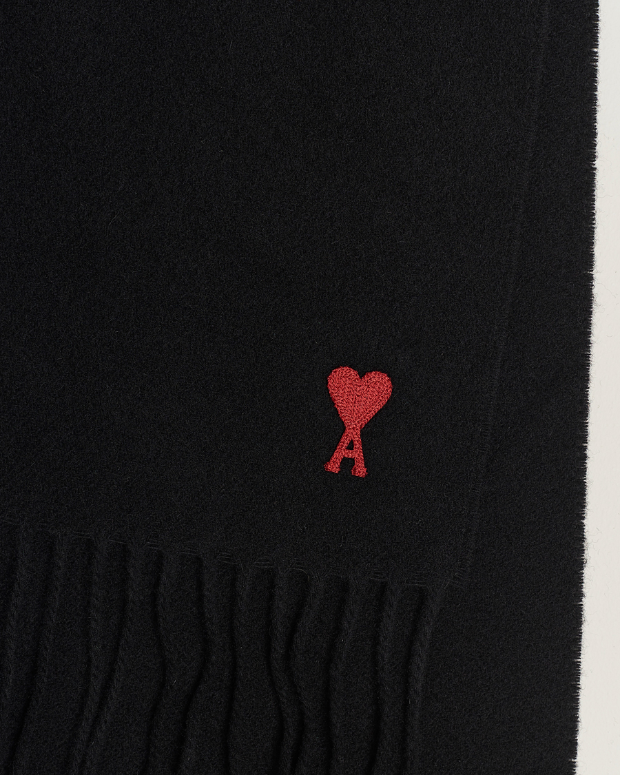 Herren | AMI Heart Logo Scarf Black | AMI | Heart Logo Scarf Black