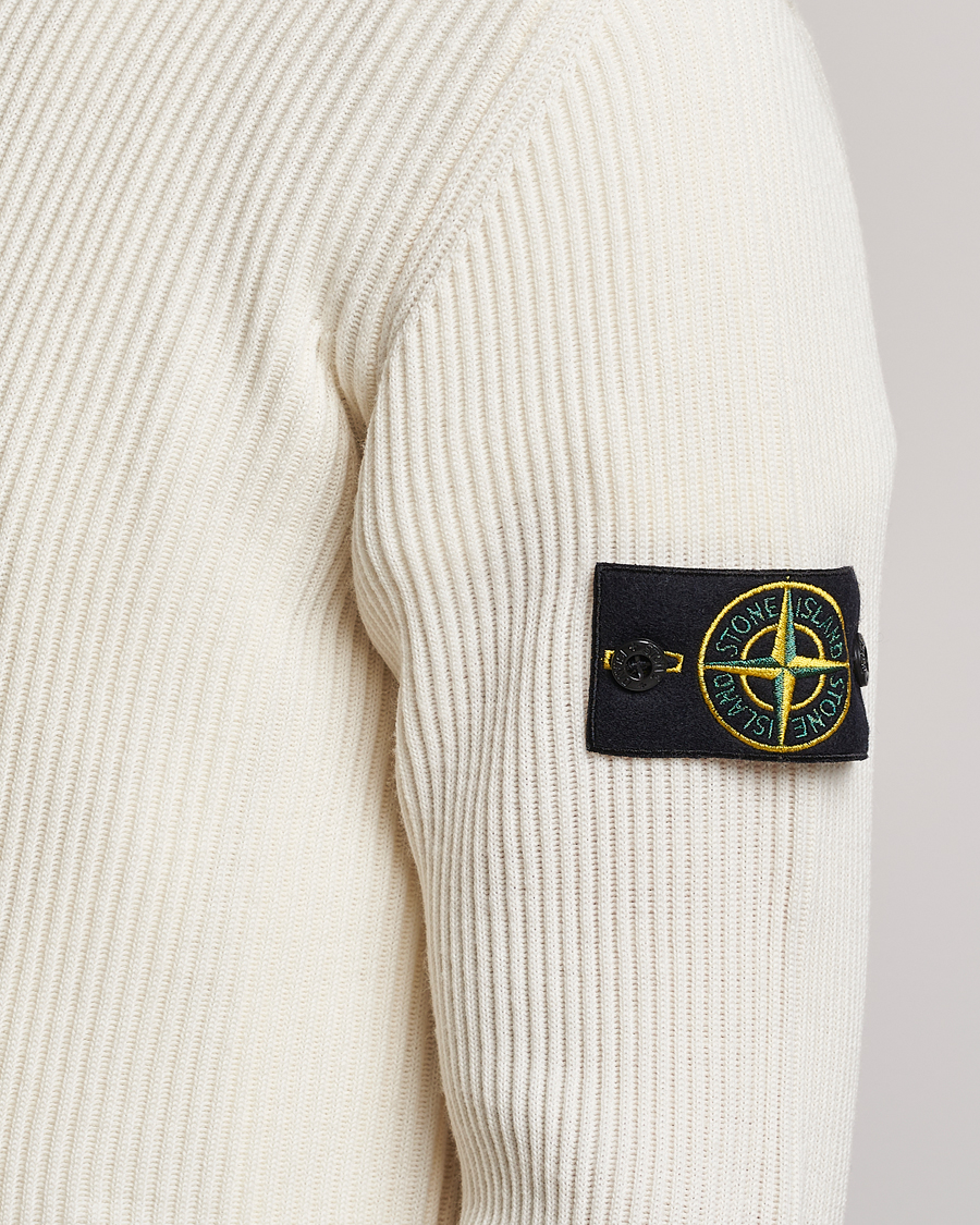 Herren | Pullover | Stone Island | Rib Knitted Wool Sweater Natural