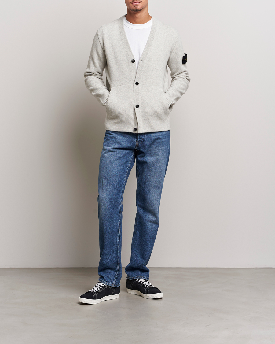 Herren | Pullover | Stone Island | Knitted Geelong Wool Cardigan Pearl Grey