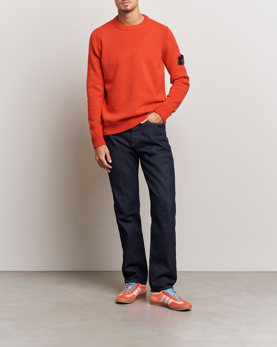 Herren | Pullover | Stone Island | Knitted Lambwool Sweater Orange Red