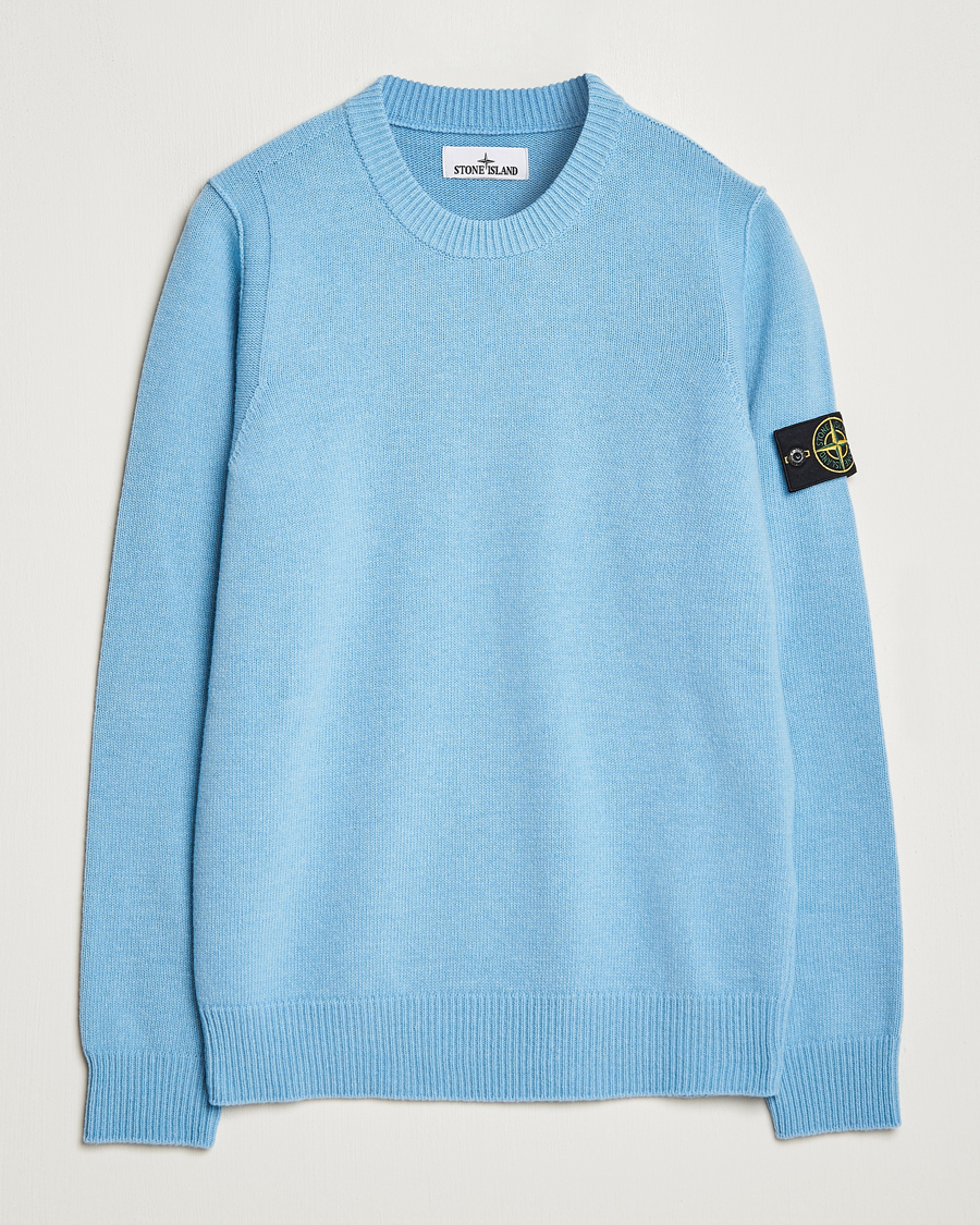 Herren | Pullover | Stone Island | Knitted Lambwool Sweater Sky Blue