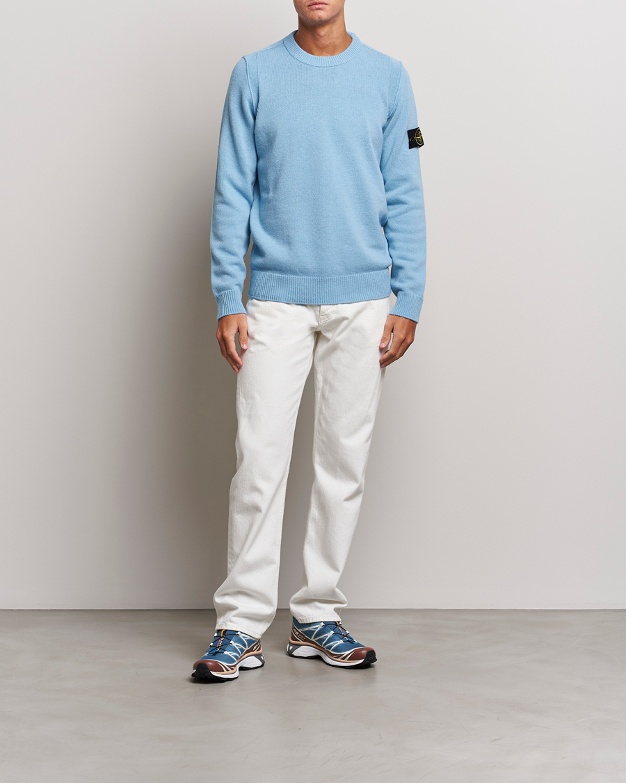 Herren | Pullover | Stone Island | Knitted Lambwool Sweater Sky Blue