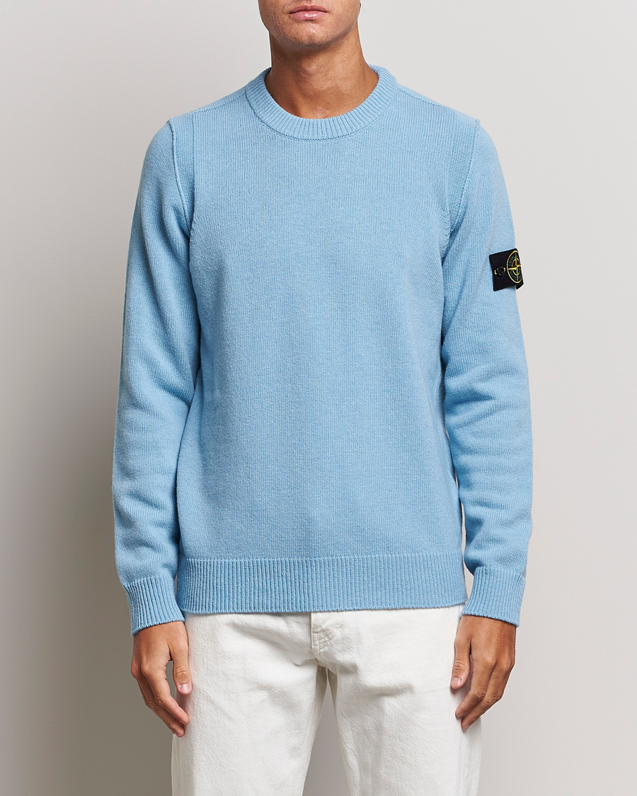 Herren | Pullover | Stone Island | Knitted Lambwool Sweater Sky Blue