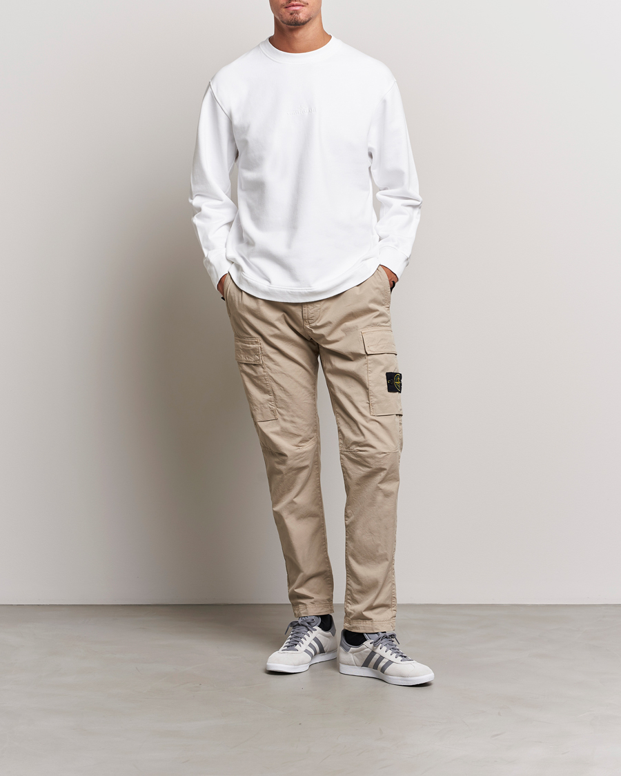 Herren | Pullover | Stone Island | Garment Dyed Fleece Logo Sweatshirt White