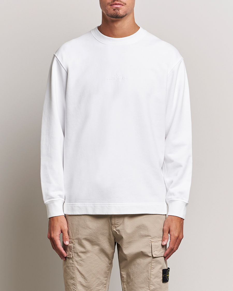 Herren | Pullover | Stone Island | Garment Dyed Fleece Logo Sweatshirt White