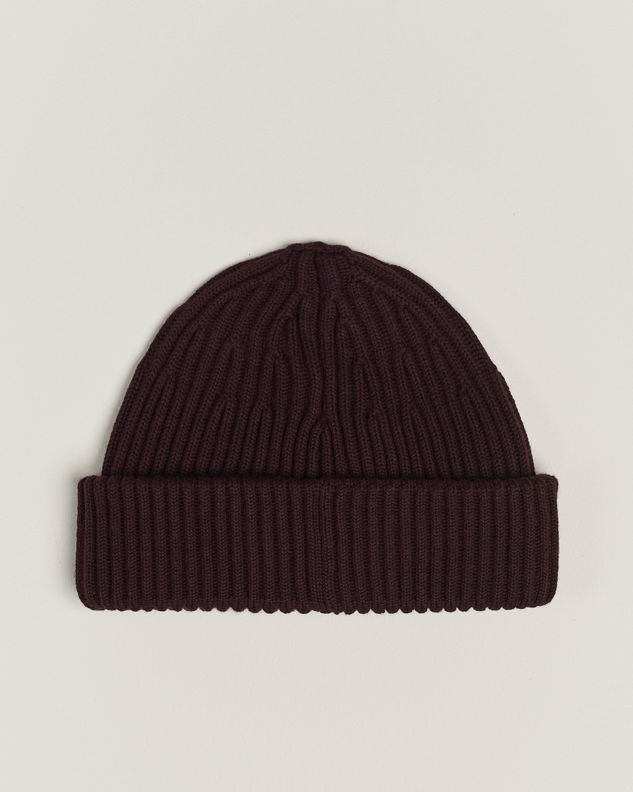 Herren | Stone Island Full Rib Wool Beanie Dark Burgundy | Stone Island | Full Rib Wool Beanie Dark Burgundy