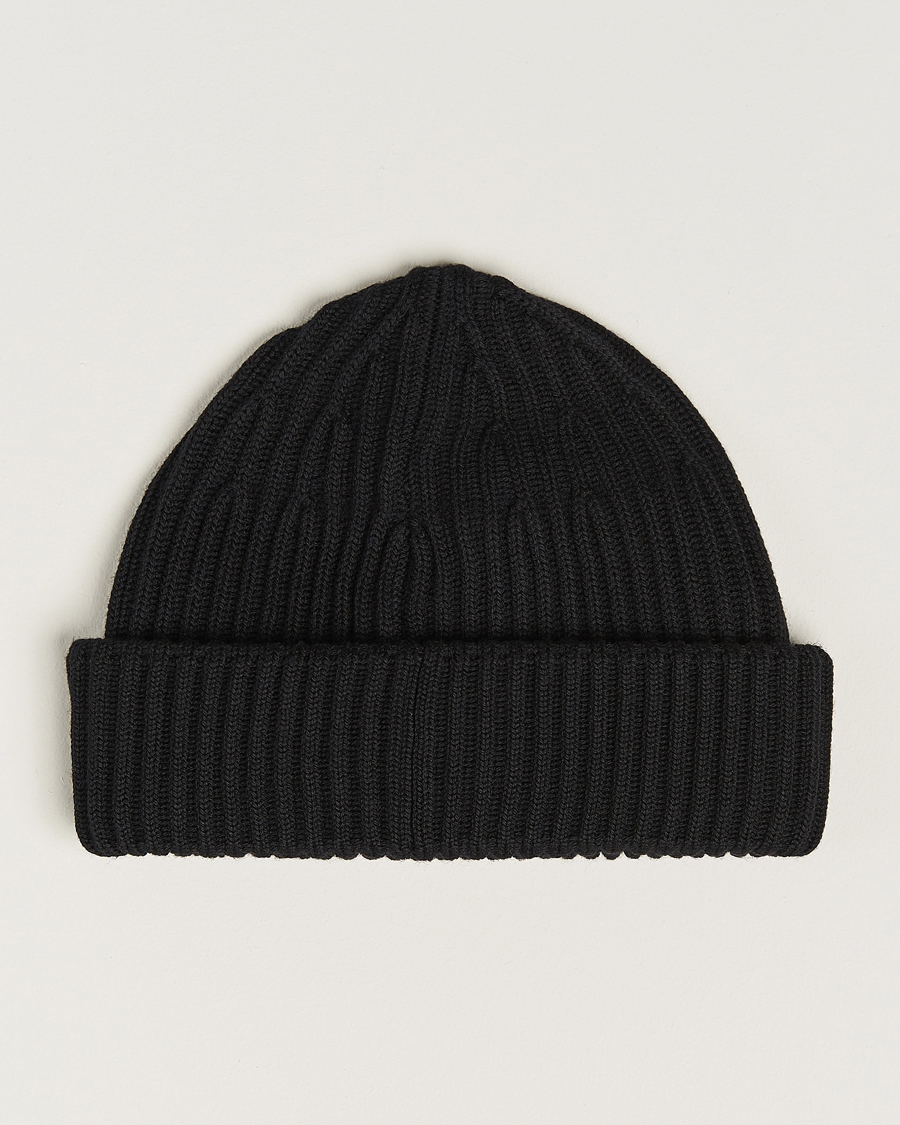 Herren | Stone Island Full Rib Wool Beanie Black | Stone Island | Full Rib Wool Beanie Black