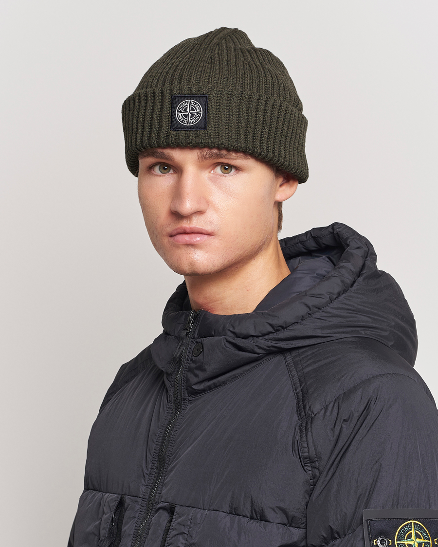 Herren | Stone Island Full Rib Wool Beanie Olive | Stone Island | Full Rib Wool Beanie Olive