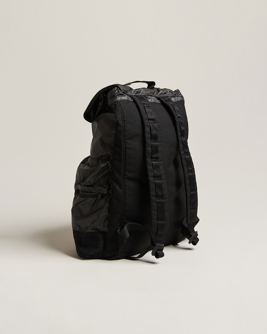 Herren | Stone Island Garment Dyed Mussola Gommata Canvas Backpack Black | Stone Island | Garment Dyed Mussola Gommata Canvas Backpack Black