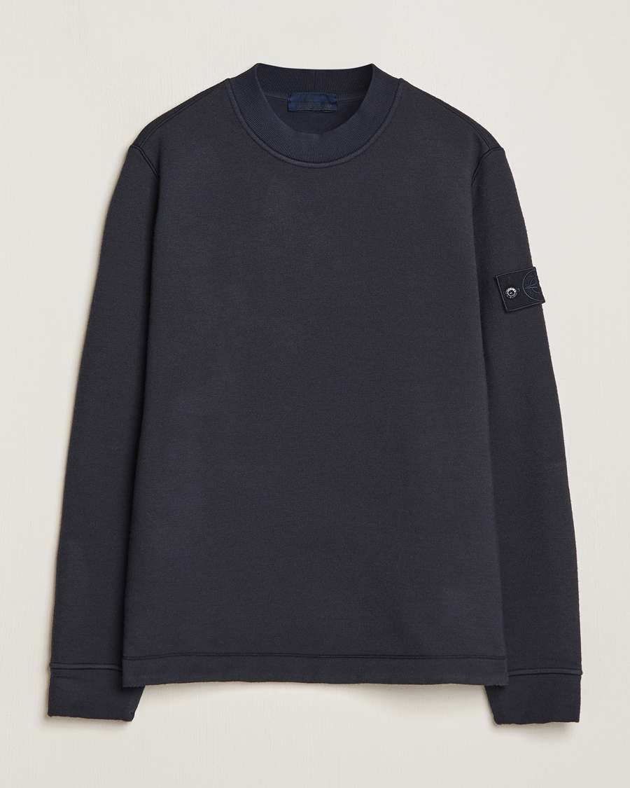 Herren | Pullover | Stone Island | Ghost Piece Wool Fleece Sweater Navy Blue