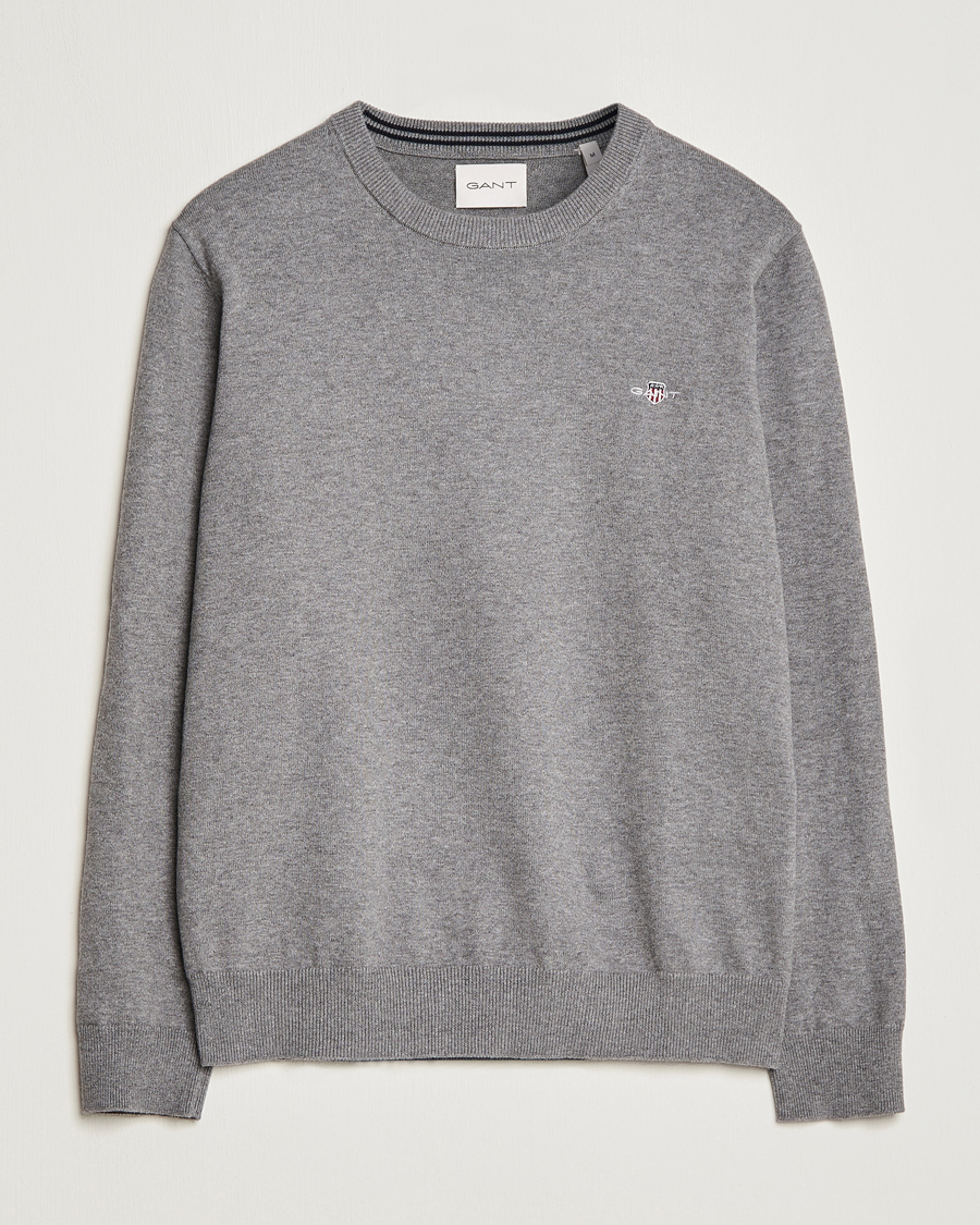 Herren | Pullover | Gant | Classic Cotton Crew Neck Dark Grey Melange