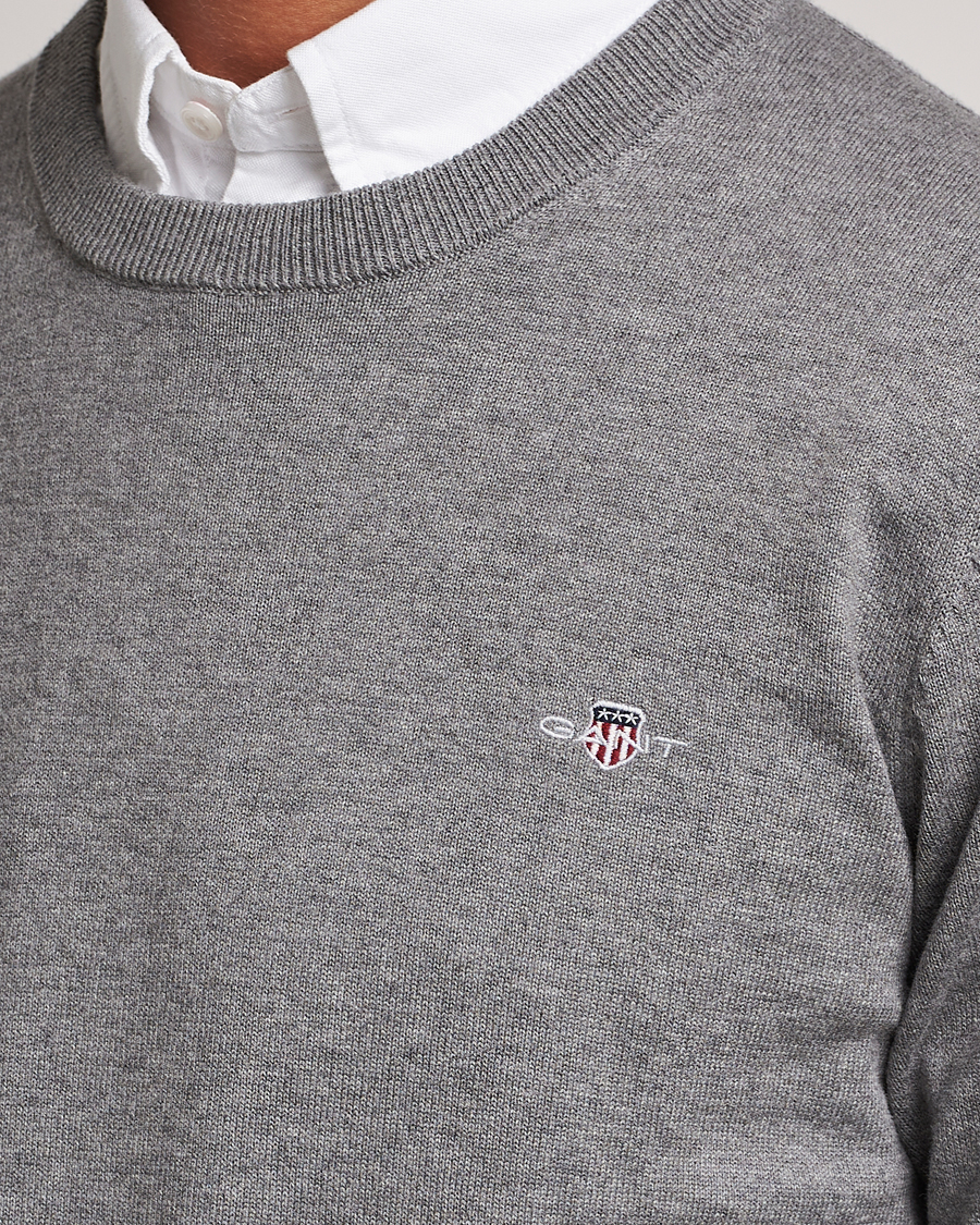Herren | Pullover | Gant | Classic Cotton Crew Neck Dark Grey Melange