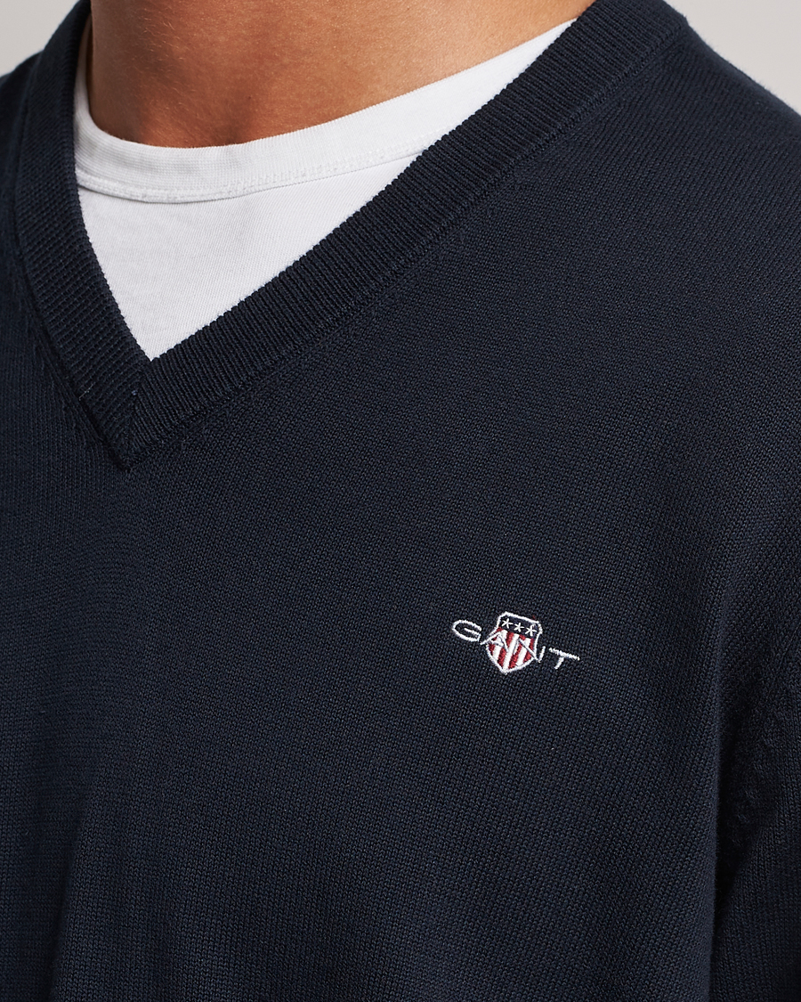 Herren | Pullover | Gant | Classic Cotton V-Neck Evening Blue