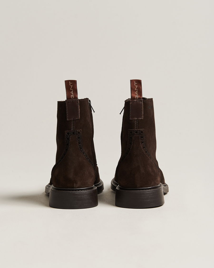 Herren | GANT Millbro Suede Brouge Mid Boot Dark Brown | GANT | Millbro Suede Brouge Mid Boot Dark Brown