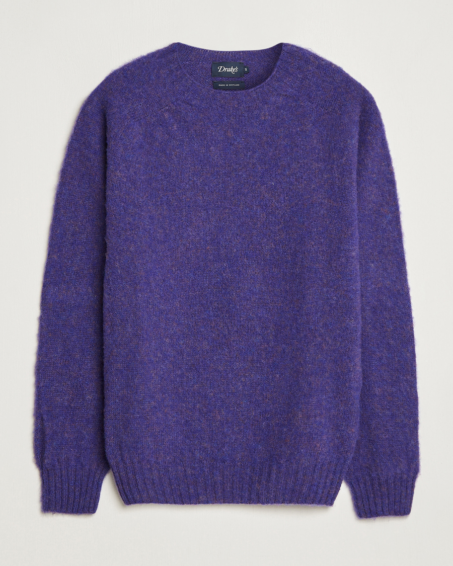 Herren | Pullover | Drake's | Brushed Shetland Crew Purple