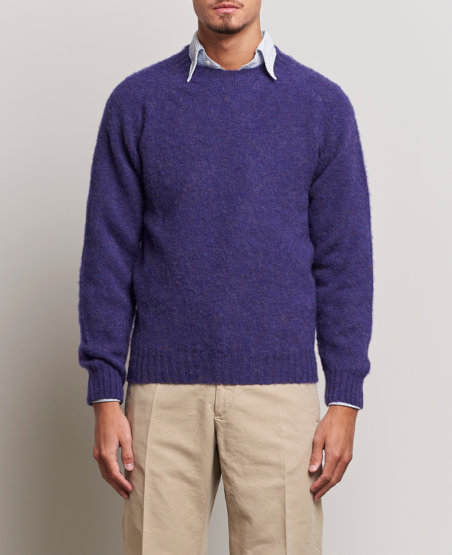 Herren | Pullover | Drake's | Brushed Shetland Crew Purple