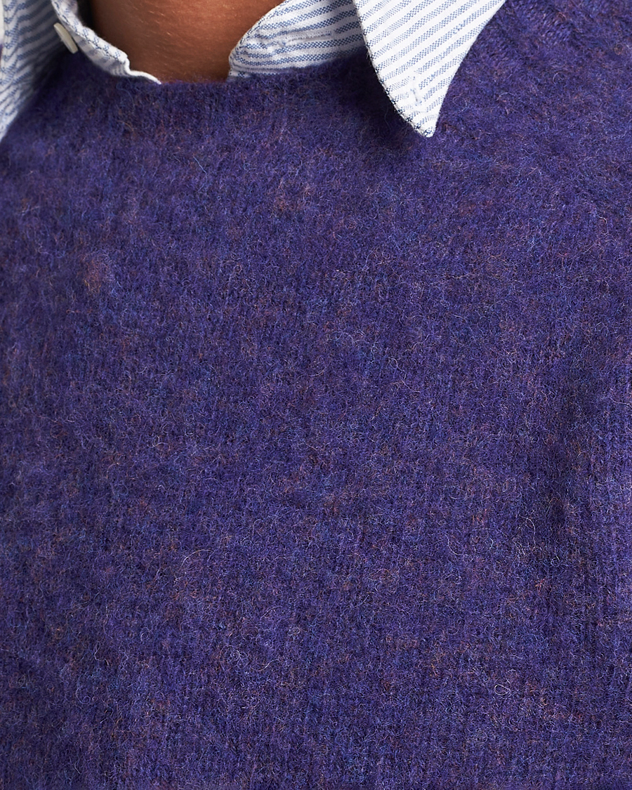 Herren | Pullover | Drake's | Brushed Shetland Crew Purple