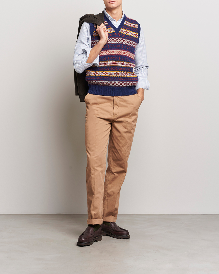 Herren | Pullover | Drake's | Fairisle Print Wool Vest Navy