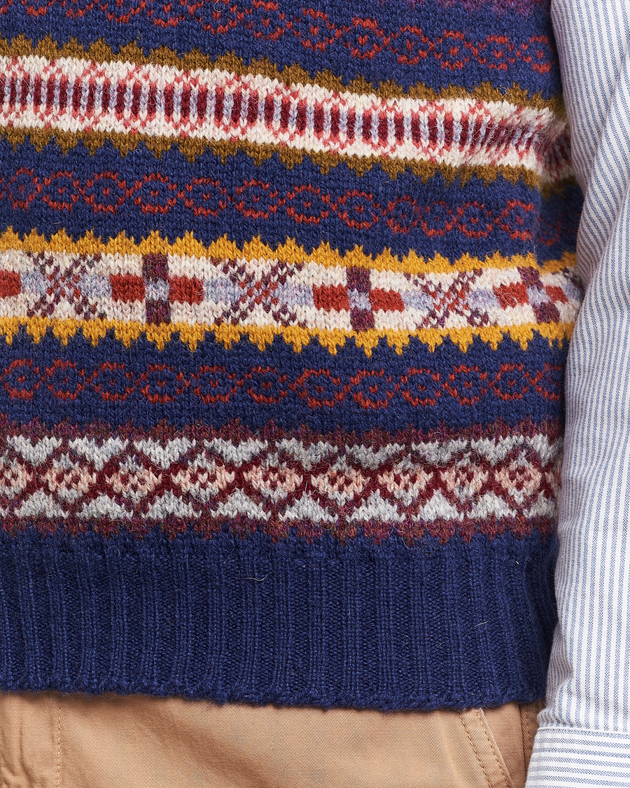 Herren | Pullover | Drake's | Fairisle Print Wool Vest Navy