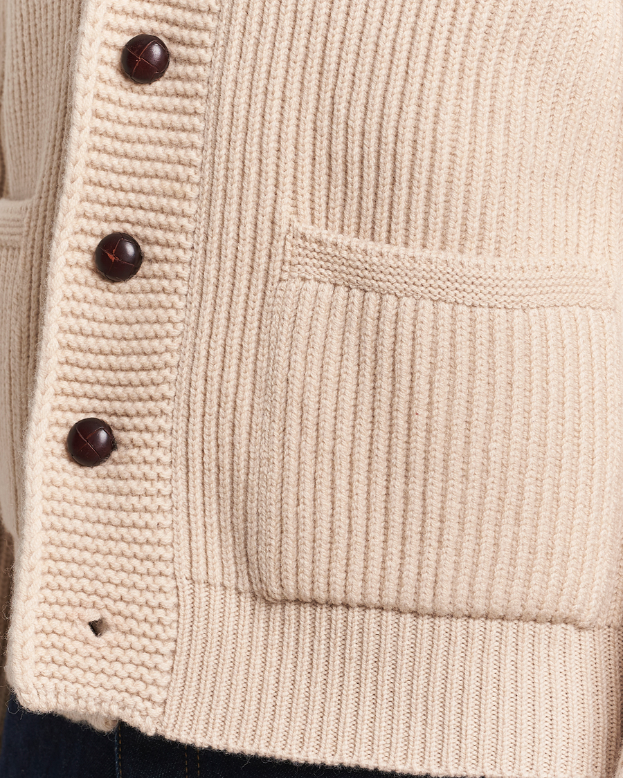 Herren | Pullover | Drake's | Lambswool 6-Ply Shawl Collar Cardigan Ecru