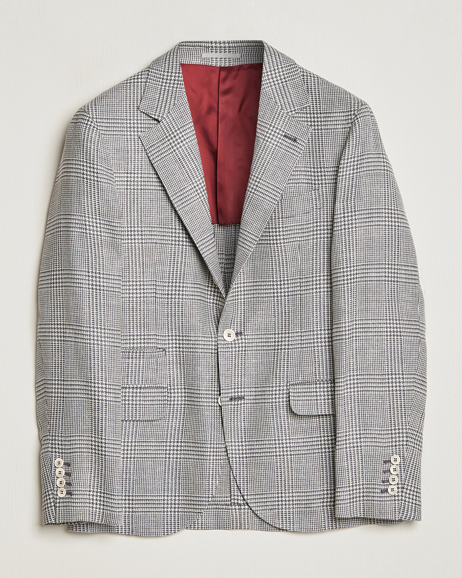 Herren | Sakkos | Brunello Cucinelli | Prince Of Wales Check Blazer Pearl Grey