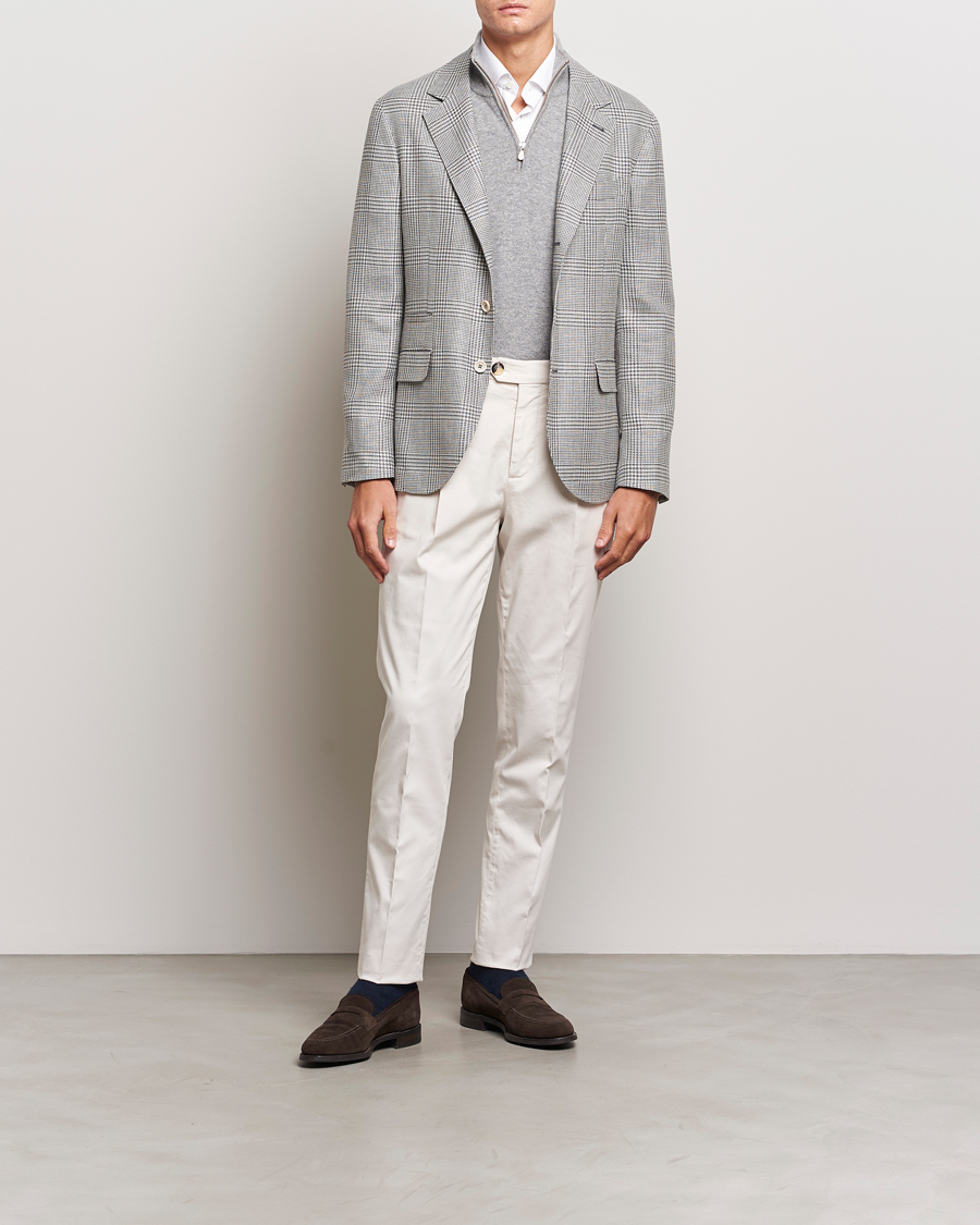 Herren | Sakkos | Brunello Cucinelli | Prince Of Wales Check Blazer Pearl Grey