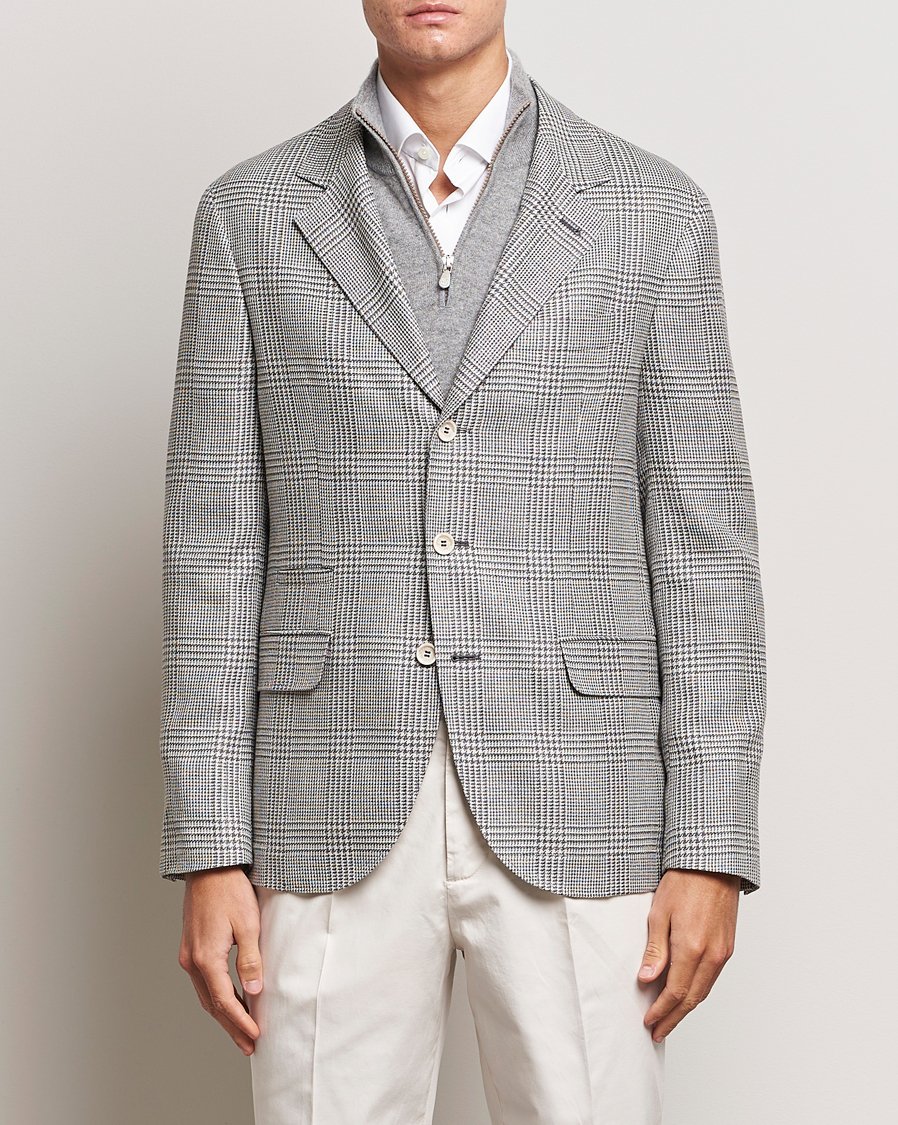 Herren | Sakkos | Brunello Cucinelli | Prince Of Wales Check Blazer Pearl Grey