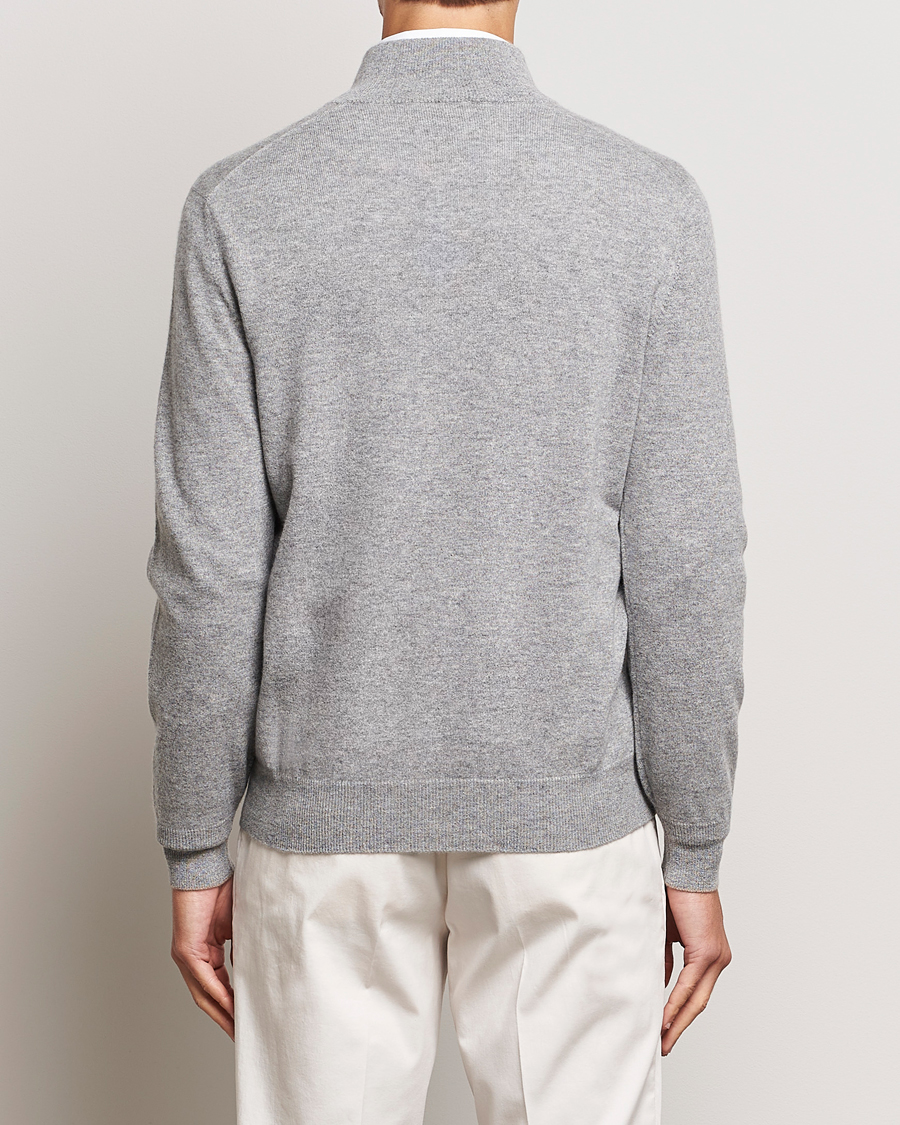 Herren | Pullover | Brunello Cucinelli | 2 Ply Cashmere Half Zip Light Grey